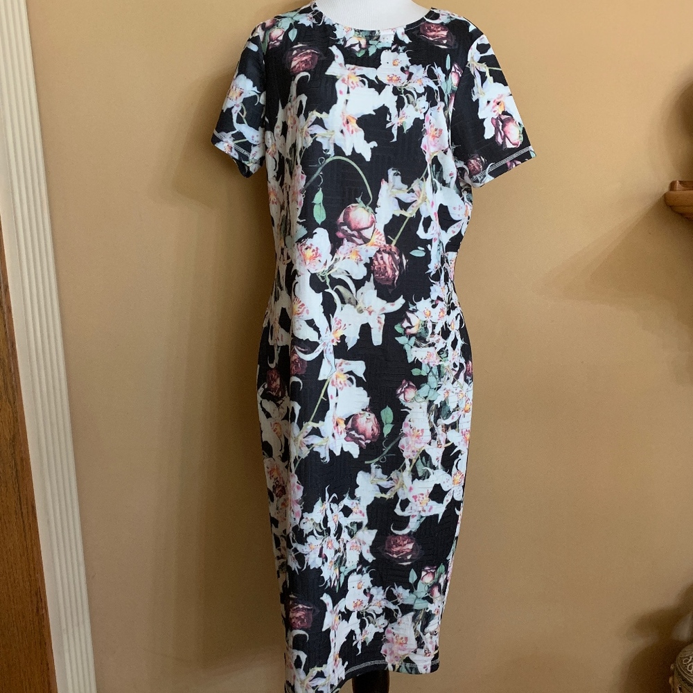 Asos Curve Floral Midi Bodycon Dress